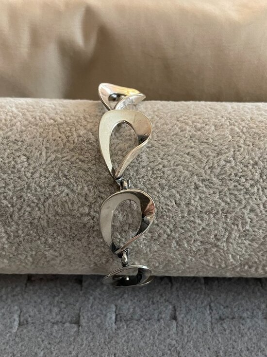 925 Sterling Silver Jewelry - Vintage Sterling Silver Bracelet 925 Denmark Mid Century 10 grams 7.25" Modern